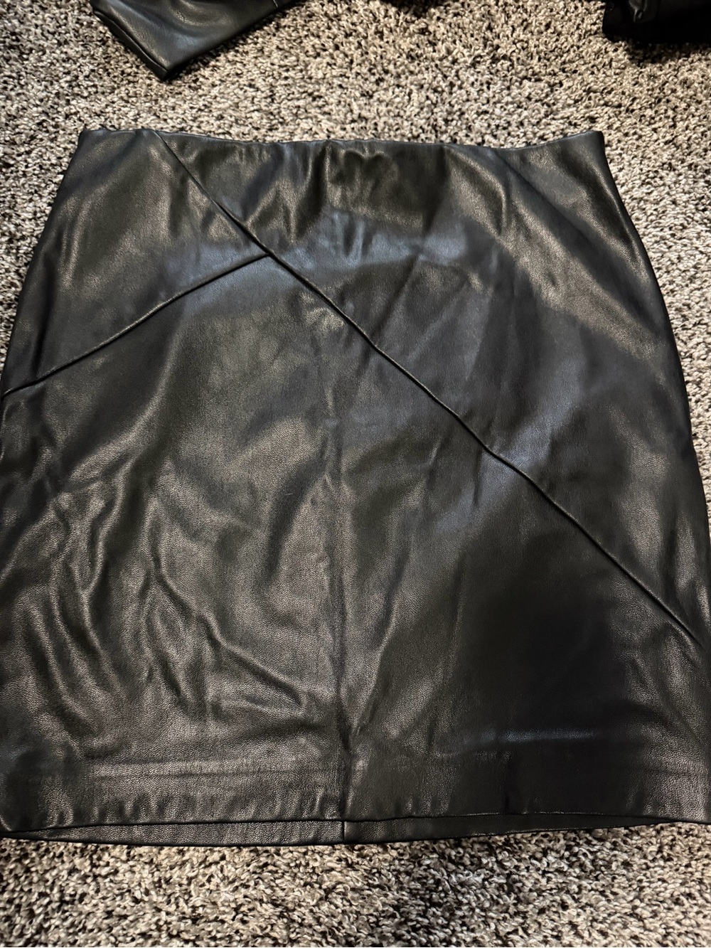 Dynamite Black Faux Leather Mini Skirt with Diagonal Panels